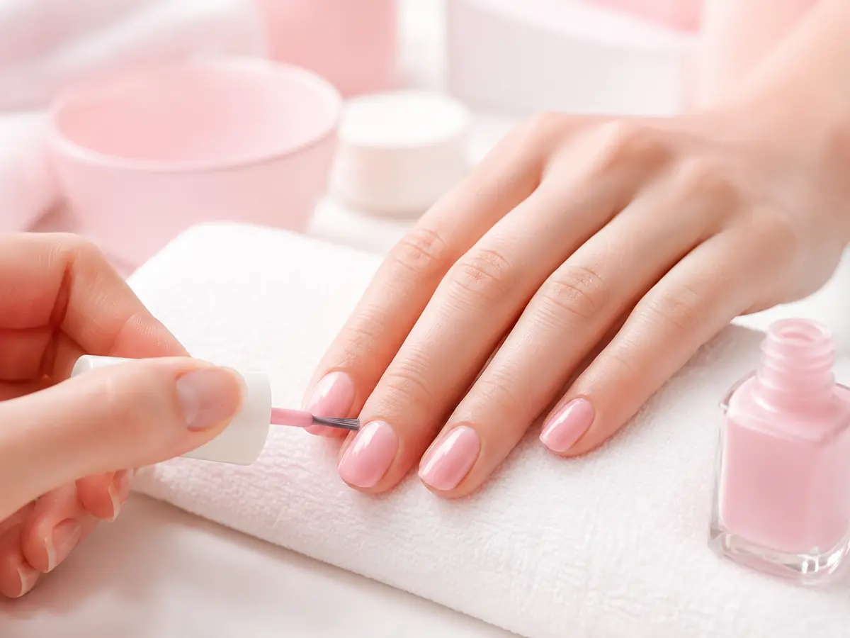 Soft pink normal-colour manicure
